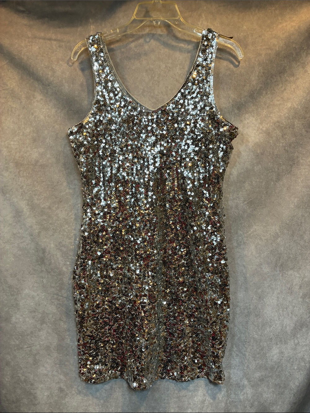 Silver Sequin Tank Mini Dress - Elegant Party Dress
